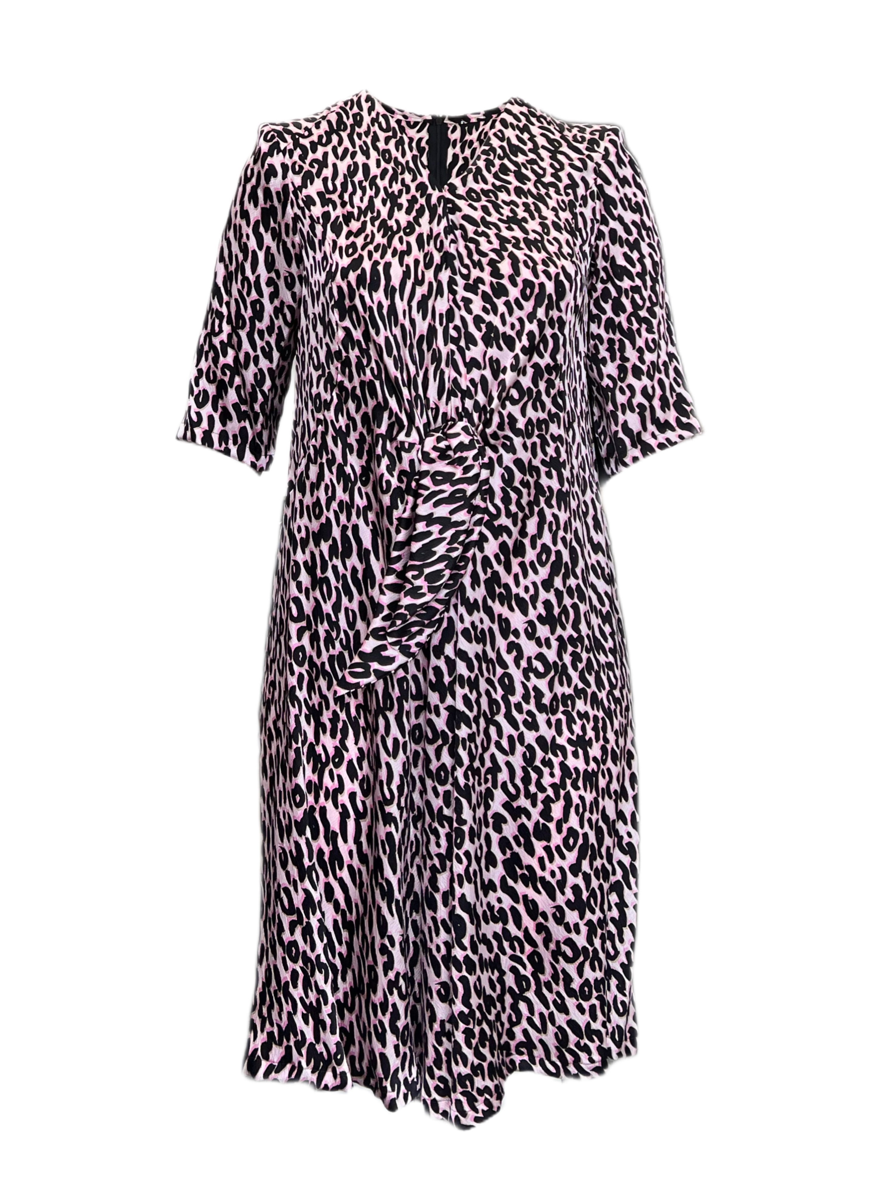 MARINA RINALDI by MaxMara Nixon Pink Animal Print V-Neck Dress | eBay